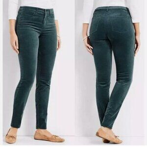 TALBOTS Flawless Five-Pocket Jegging Velvet Crop Skinny Pants Green  Sz 16 P